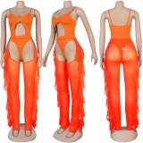 Women Sexy Solid Mesh Swimwear Two-piece Set