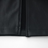 Solid Color Slim Fit Slit Solid Color Pu Leather Long Skirt