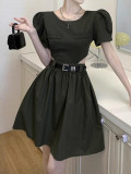 Summer Short Sleeve Hollow Slim Open Waist Slim Fit Dress