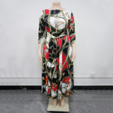 Women's Spring Fashion Chic Printed Long Sleeve African Plus Size Maxi Dress