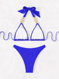 Sexy Solid Color Strap Two Pieces Bikini Swimsuit