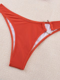 Halter Solid Color High Waist Bikini Swimsuit Women's Two Pieces Swimwear