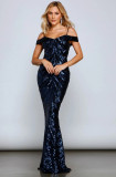 Sequined Fishtail Long Evening Dress