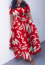 Women's Spring Fashion Chic Belt African Plus Size Maxi Dress