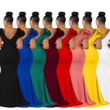 Fashion Women's Solid Color V-Neck Sleeveless Long Dress