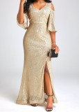 Spring Chic Sequin Formal Party Evening Dress