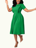 Plus Size Women Ruffle Edge Solid Dress