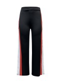 Women Color Block Slit Wide Leg Casual Pants