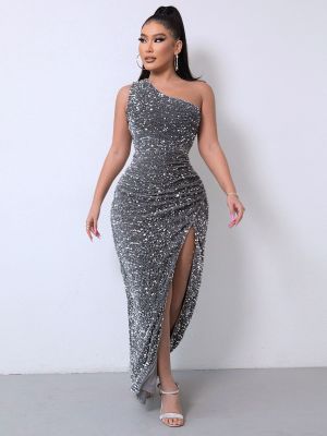 Women Summer Sequin Sleeveless Slit Sequin Dress