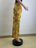 Spring Women's Casual Yellow Comfort Straight Pants