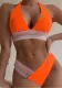 Solid Color Bikini Deep V Low Back Sexy Slim Two Pieces Swimsuit