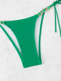 Women's Bikini Sexy Strap Solid Color Swimwear Diamond Jewelry Halter Neck Two-Piece Swimsuit Set