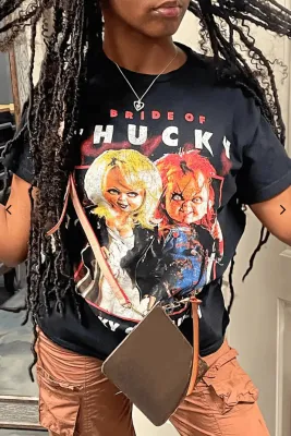 Women's Cartoon Print Short Sleeve Trendy Women's T-Shirt