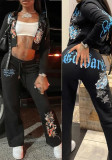 Women's Fashion Casual Print Hooded Two Piece Pants Set