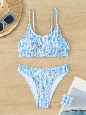 Women's Wavy Stripe Printed Sexy Two Pieces Swimsuit