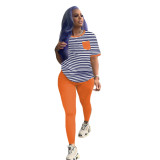 Women autumn short-sleeved top and Pant sports two-piece set