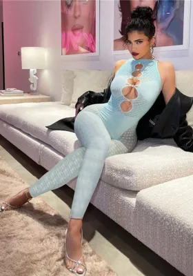 Summer Women sexy mesh See-Through Knitting lace hollow Jumpsuit