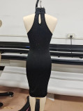 Women's Summer High Neck Sleeveless Tight Fitting Slim Sexy Dress