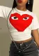 Women's Heart Print Short Sleeve T-Shirt Trendy Women's Basic Top