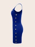 Summer Street Solid Color Strap Sexy Women's Bodycon Dress