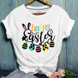 Easter Women's Short Sleeve T-Shirt Fashion Loose Print Round Neck Short Sleeve Top