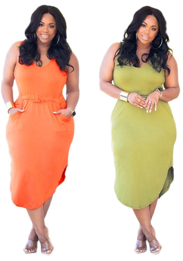 Women Loose Solid Short Sleeve Pocket Maxi Dress