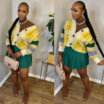 Women Spring Knitting Contrast Color Loose Women Sweater