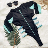 Women's One Piece Color Block Tight Fitting Slim Fit Beach Swimsuit