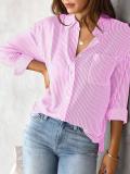 Women's Spring Striped Top Loose Casual Long Sleeve Shirt