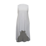 Plus Size Women Sleeveless Sexy Round Neck Casual Dress