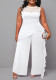 Plus Size Women Solid Career Lace Loose Jumpsuit