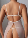 Erotic Lingerie Sexy Strap Hollow Out See Through Lacemesh Nightdress