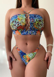 Sexy Mixed Color Leopard Print Two Pieces Bikini Swimsuit