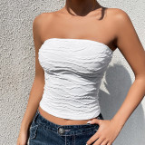 Women's Summer Solid Color Casual Slim Fit Strapless Crop Top