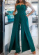 Women's Fashion Sexy V-Neck Strapless Casual Slit Jumpsuit