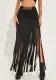 Dark Fringed Punk Style Sexy Tassel Skirt