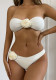 Fashion Trendy Flower Strapless Two Pieces Triangle Sexy Bikini Swimsuit