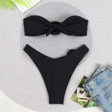 Fashion Trendy Flower Strapless Two Pieces Triangle Sexy Bikini Swimsuit