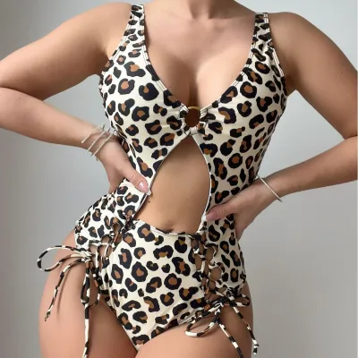 Sexy Hollow Fashion One-Piece Drawstring Swimsuit