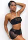 Spring Solid Color See-Through Beaded Mesh Strapless Slim Two Piece Skirt Set