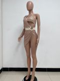 Skirt Summer Women's Sequin Bra Long Sleeve Low Back Dress Nightclub Two Piece Set