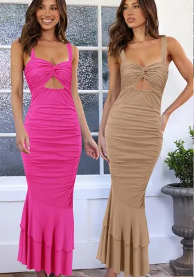 Summer Women's Sexy Strap Tight Fitting Slim Fishtail Long Dress