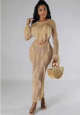 Women's Clothing Sexy Hollow Knitting Sexy Beach Dress