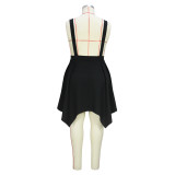 Women Spring Summer Chic Fresh and Simple Style Irregular Hem Suspender Skirt Plus Size Skirt