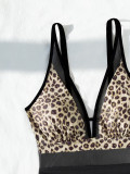 Women Leopard Mesh Backless Sexy Bikini One-piece Swimsuit
