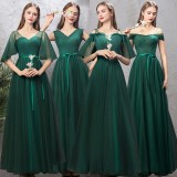 Dark Green Bridesmaid Sister Dress Elegant Chic Evening Dress