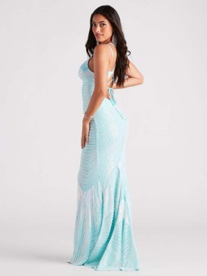Sexy V-Neck Strap Sequin Evening Dresselegant Formal Party Gown