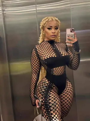 Women hollow sexy mesh two-piece set