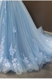 Bridal Off Shoulder Tail Wedding Gown Formal Party Princess Dress