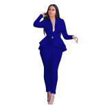 Fashion Ruffle Career Suit Casual Two Piece Set